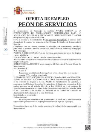 Imagen Oferta de empleo en Cantalejo